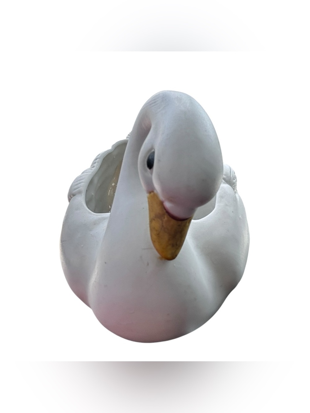 Swan Bisque Ceramic Planter Pattern Matte Homco Country Cottage Granny Core Duck - Picture 2 of 6